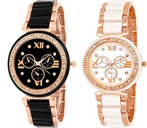 Aaradhya Fashion Fashion Analogue Womens Watch(Off-White And Black Dial & Off-White And Black Dial Colored Strap)-AF-WW-COMBO-BLACK-WHITE (B082HZ7CCJ) Amazon Price History, Amazon Price Tracker