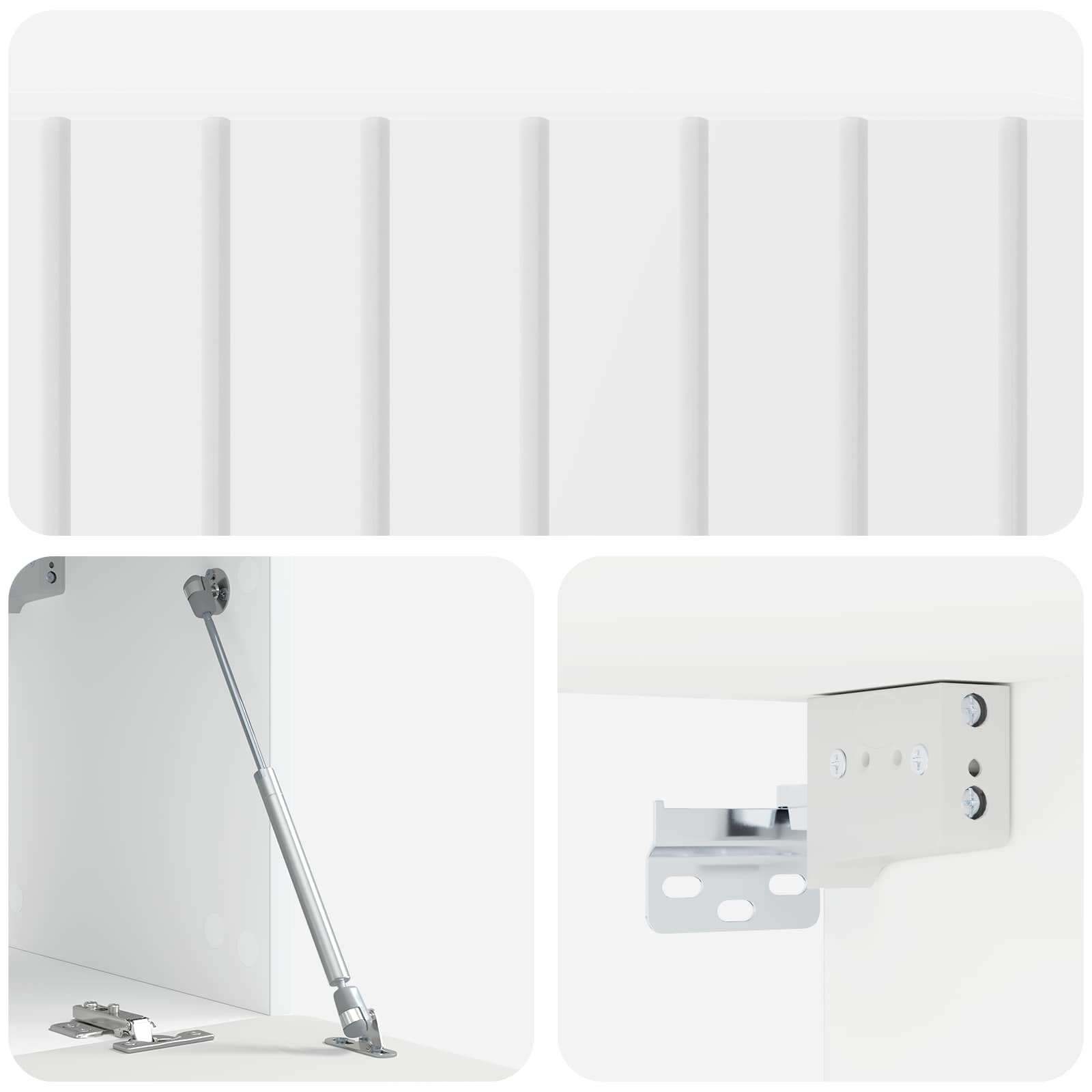 Mueble de TV montado en la pared, color blanco brillante, 98 x 31 x 30 cm, moderno mueble de TV colgante de madera con 2 puertas abatibles, ahorra espacio para el salón