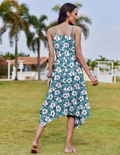 Image of Zeagoo Women Summer Midi Dresses 2026 Hawaiian Bohemian Beach Cover Up Sundress Spaghetti Strap Casual Dress with Pockets