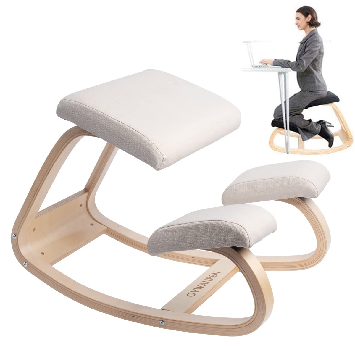 Buy Kneeling Chair, Posture Correcting Wood Knee Stool for Home Office