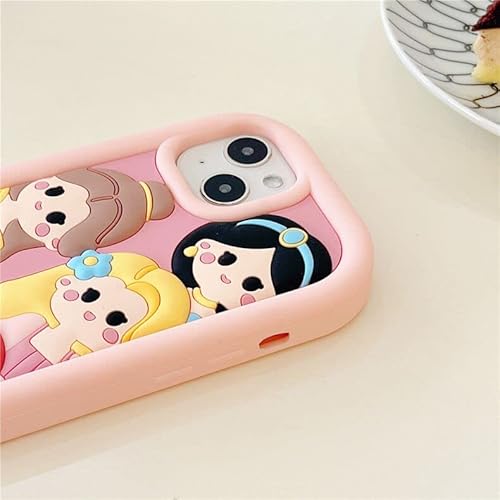 Soft Silicone Case With Strap For Apple Jasmin Ariel The Little Mermaid Snow White Rapunzel Belle Princess Disney Cartoon Anime Cute Lovely Girls (Pink For Iphone 14 Pro Max) #TOP5