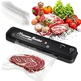 CJBIN Máquina selladora al vacío, máquina automática de envasado al vacío con 50 bolsas selladoras al vacío, sellador compacto de paquetes de alimentos con opciones fáciles, para conservar carne,