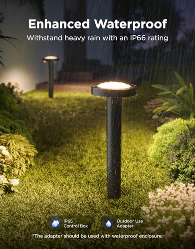 Image of Govee Outdoor Pathway Lights 2, IP66 Waterproof, 60+ Scene Modes | for Yard, Garage, Garden, Lawn, Outdoor Decor, Works with Alexa, Google Assistant, Matter, Wired 4 Pack