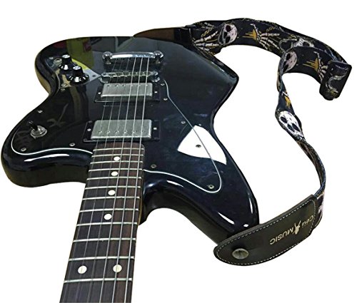 Simtyso Sangle réglable en cuir souple épais style crâne pour guitare électrique acoustique basse - Les Beatles, Paul McCartney, John Lennon, RIngo Starr, George Harrison Simtyso Sangle réglable en cuir souple épais style crâne pour guitare électrique acoustique basse – Image 5