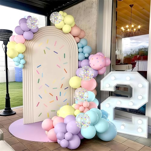 Image of Pastel Balloons, 12 Inch Rainbow Macaron Pink Blue Teal Yellow Purple Apricot Assorted Balloon whit Colorful Confetti Clear Balloon for Easter Birthday Bridal Baby Shower Wedding Tea Ice Cream Party