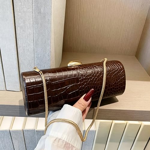 Image of Women Vegan Leather Evening Handbag Crocodile Pattern Handle Clutch Purse Cross Body Envelope Bag