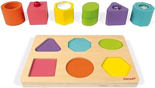 Comprar Janod - I Wood - Puzle de 6 Cubos Sensoriales en Madera, Juguete Educativo, Aprendizaje de las Formas y Colores, Pinturas de Base Acuosa, Certificado FSC - Desde 1 Año, J05332