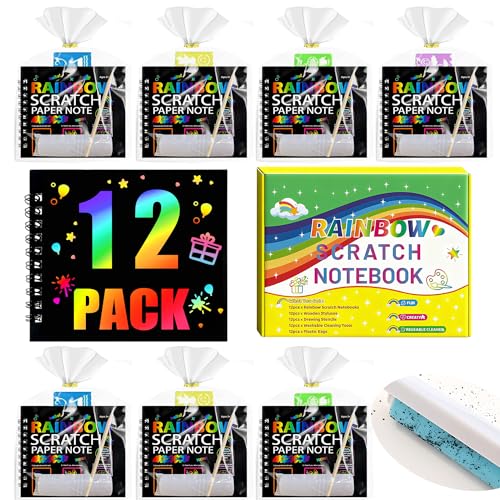 PEMOTYST Rainbow Scratch Party Favors, Birthday Toys Bulk Scratch Art