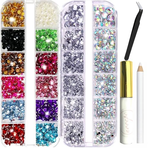NOOEPC Face Gems and Pearls for Makeup Face Jewels for Women Rhinestones Bedazzling Kit Nail Gems Rave Accessories for Women Hair Gems Rhinestones with Quick Dry Makeup Glue
