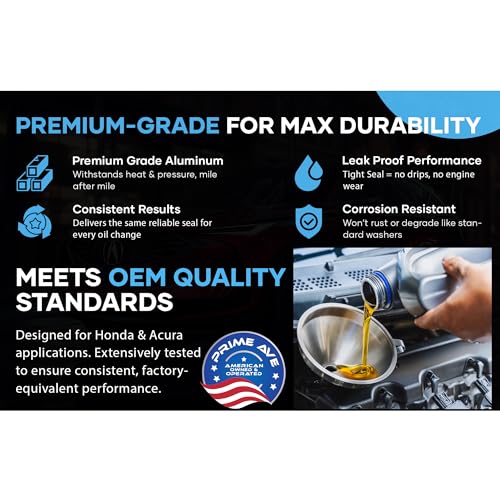 Image of Aluminium Oil Drain Plug Gaskets - 14mm Crush Washer for Leak Proof Sealing - Durable & Reliable Oil Plug Washer - Compatible with Honda & Acura Part# 94109-140-00 (Pack of 10)