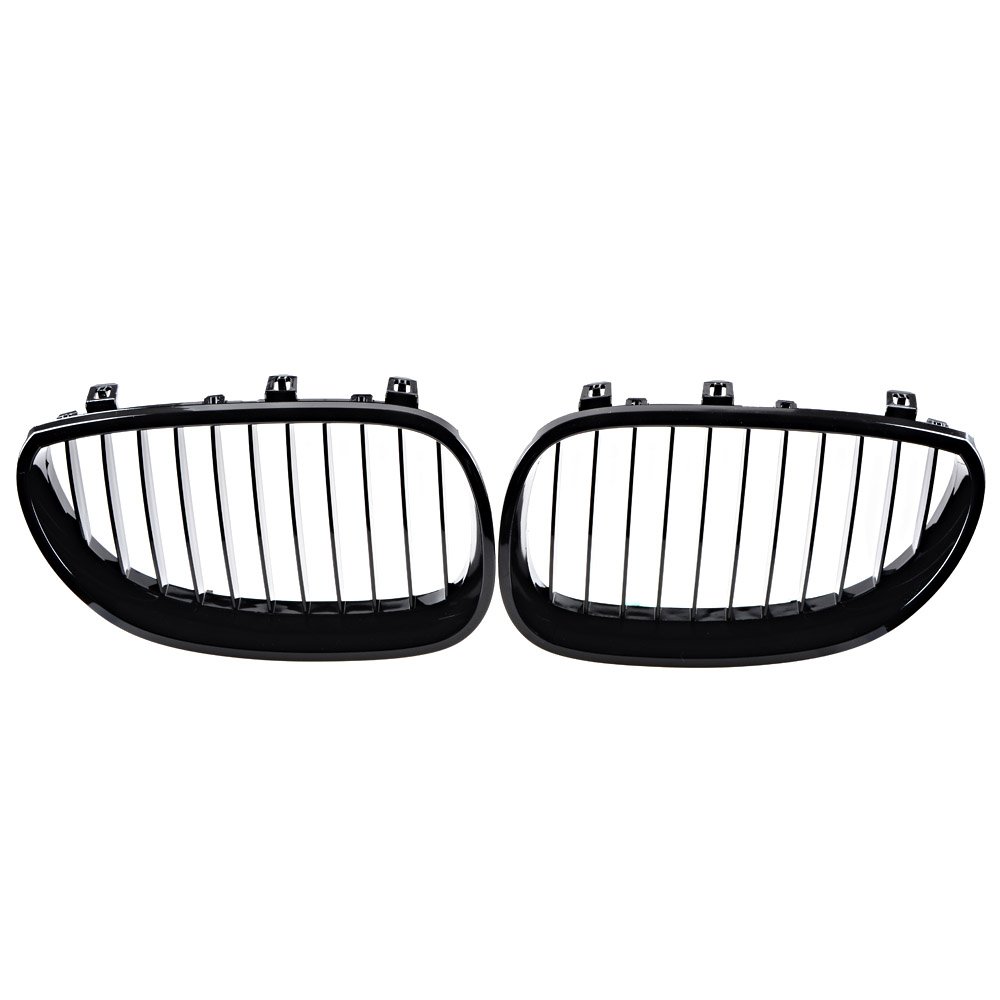 Front Glossy Black Wide Kidney Center Grilles Compatible with 2003-2010 BMW E60 E61 5 Series Replacement