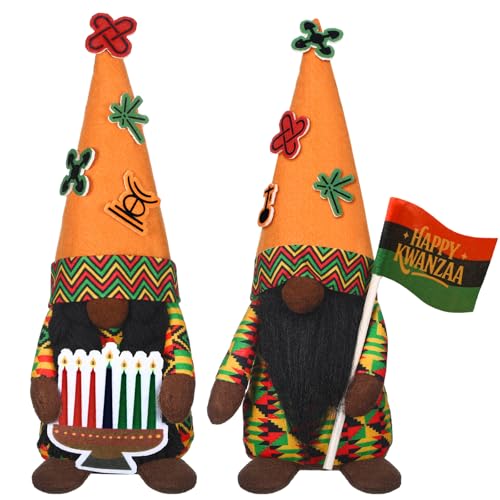 Wesiti 2 Pcs Kwanzaa African American Gnome Tree Gift Table Decorations Santa Claus...