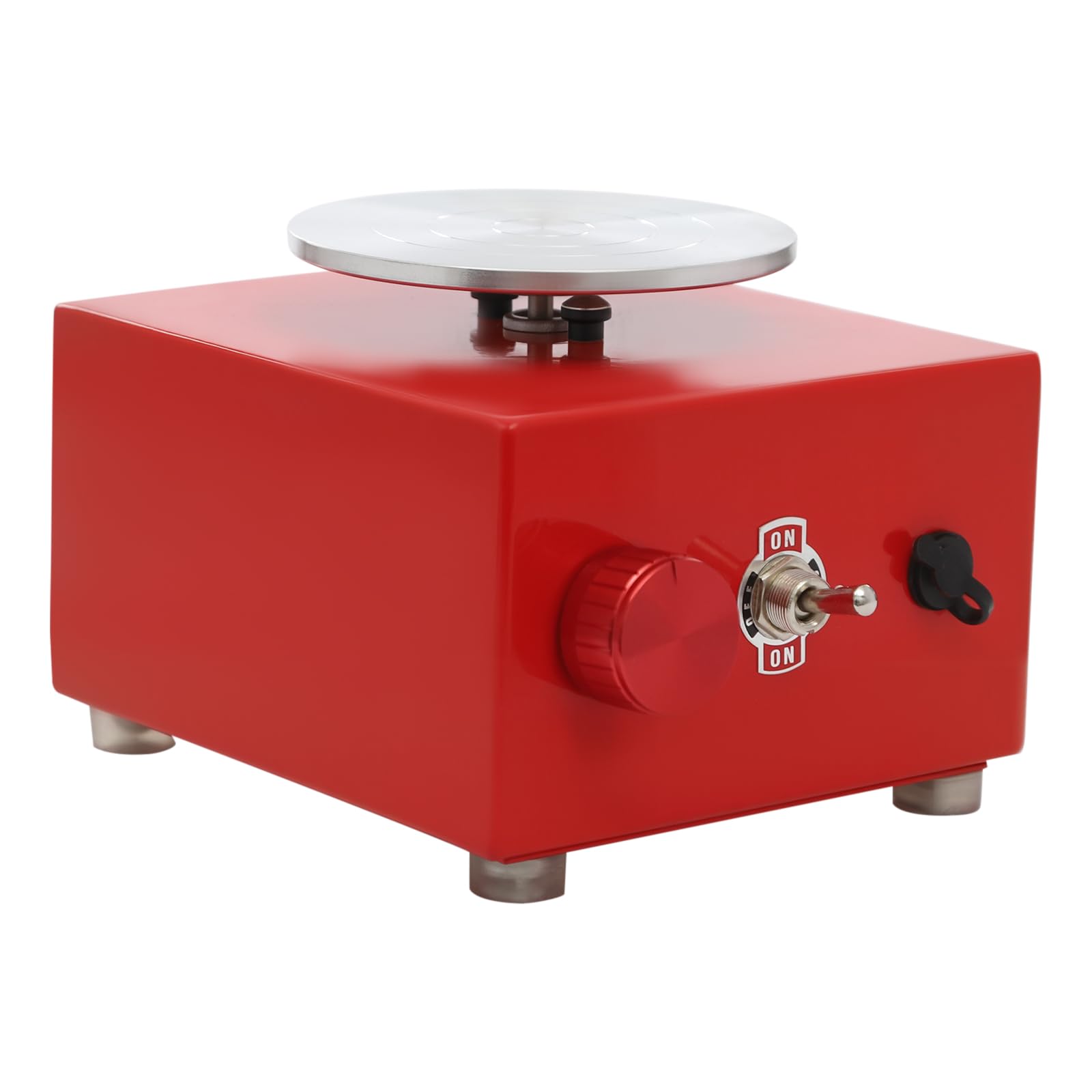 Mini disco da ceramica, macchina per ceramica elettrica, piatto girevole in metallo, 2000 giri/min, ruota in ceramica regolabile, adatta per principianti, appassionati, ecc. (rosso)