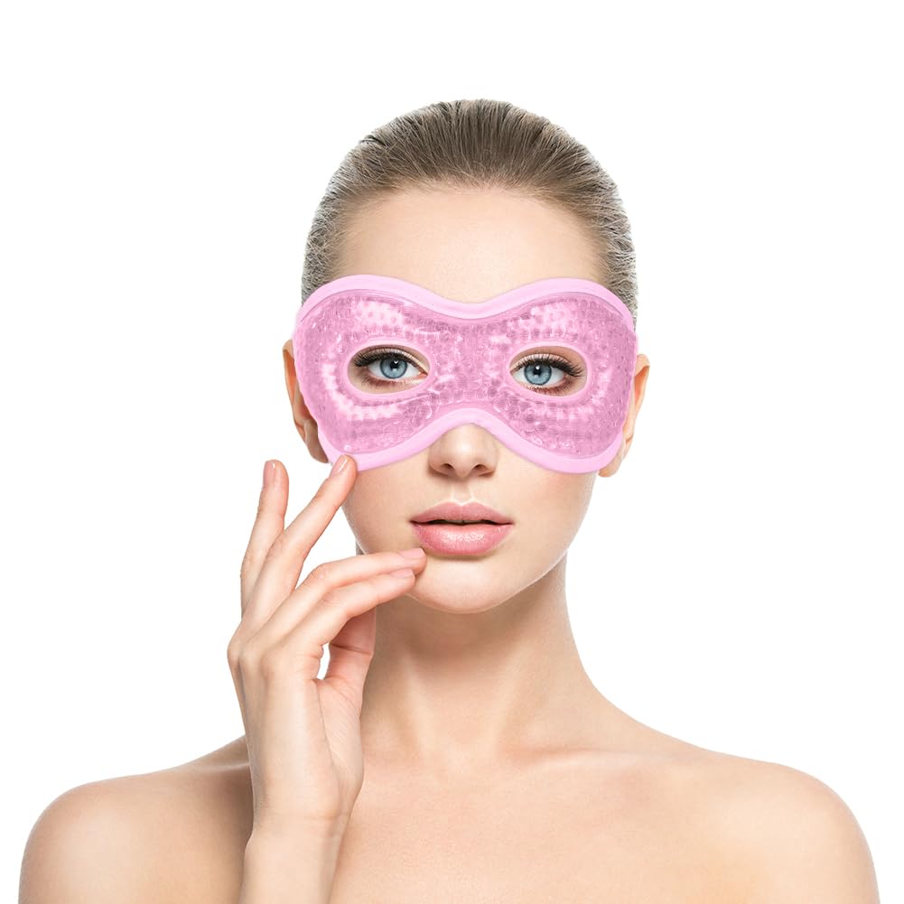 ACWOO Augenmaske Kühlend Kühlbrille, Cooling Eye Mask für Heiße Kältetherapie Geschwollene und Müde Augen, Augenringe, Migräne (A-Rosa)