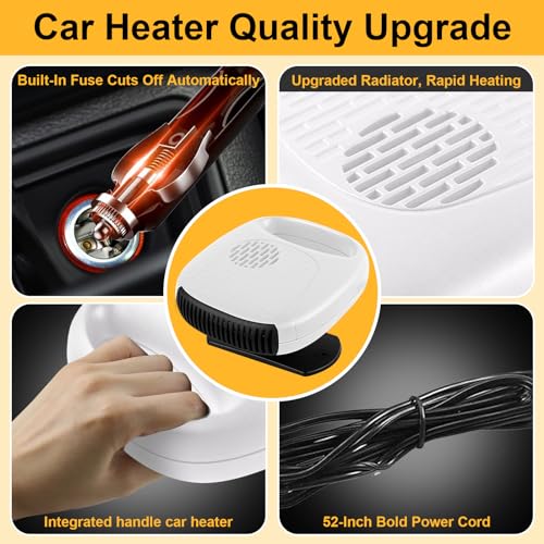 Besmory Car Heater Portable Heater For 12 Volt Heater That Plugs Into Cigarette Lighter Automobile Windshield 2 In 1 Defrosting Defogger 130W thumb #3