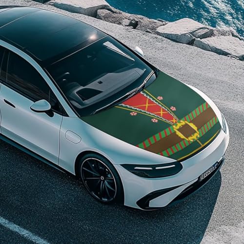 Image of Renewold Christmas Clothes Pattern Green, Car Hood Cover, Vehicle Hood Wrap Blanket, Women Men Automotive Exterior Accessories, Elastic for Outdoor Indoor Xmas Winter Holiday Party