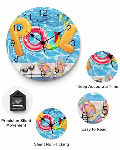 Reloj de pared redondo analógico PVC 12 pulg silencioso miniatura 5