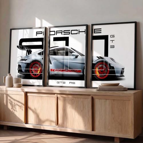 Image of kotart Big Sports Car Framed Posters Gift Items for Boys Room Wall Decoration Bedroom Living Room Office Studio Decor | Car Poster Frame for Wall Decor Set Of 3 Size (13 X 17 inch)