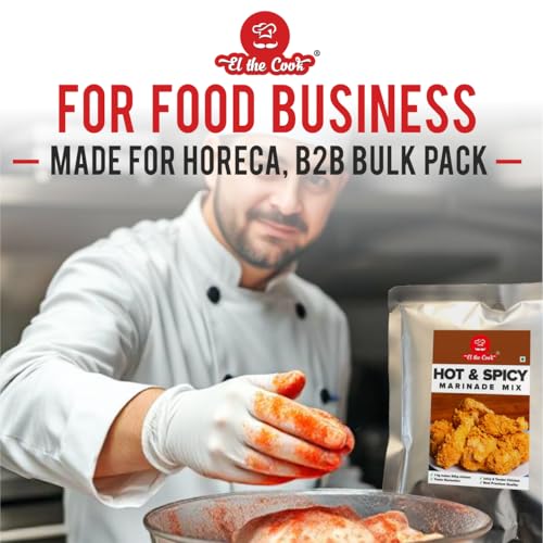 Image of EL The Cook Hot and Spicy Marinade Mix 1kg| Restaurant style Fried Chicken Marination Masala makes 20kg Chicken | For Restaurants, Cloud Kitchens, Cafes, QSRs | FSSAI, 1 KG