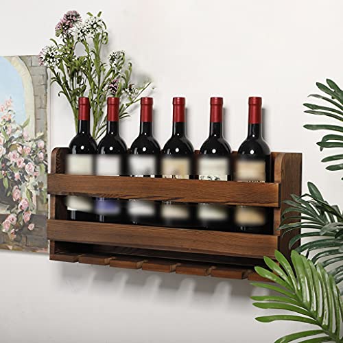 Soporte para botellas de vino de madera para pared 6 botellas miniatura 4