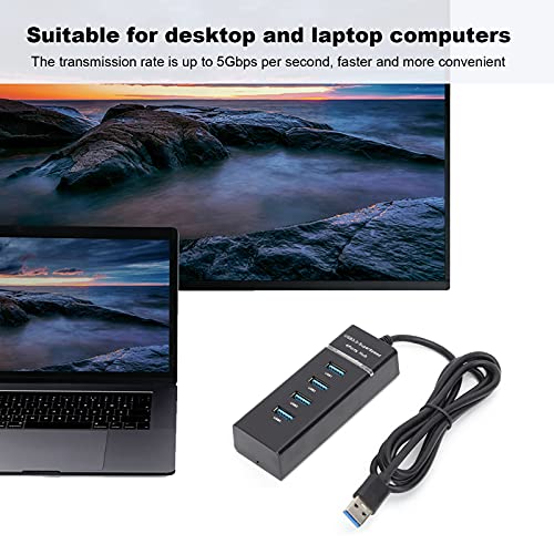 Powered USB 3.0 Hub, 1 to 4 USB Data Hub Splitter for Laptop 5Gbps USB3.0 Extender Adapter with 1.2M Cable - Image 3