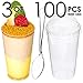 DLux 100 x 3oz Mini Dessert Cups with Lids & Spoons, Shooter - Clear Plastic Parfait Appetizer Cup - Small Reusable Cups for Tasting Party Desserts Appetizers - With Recipe Ebook