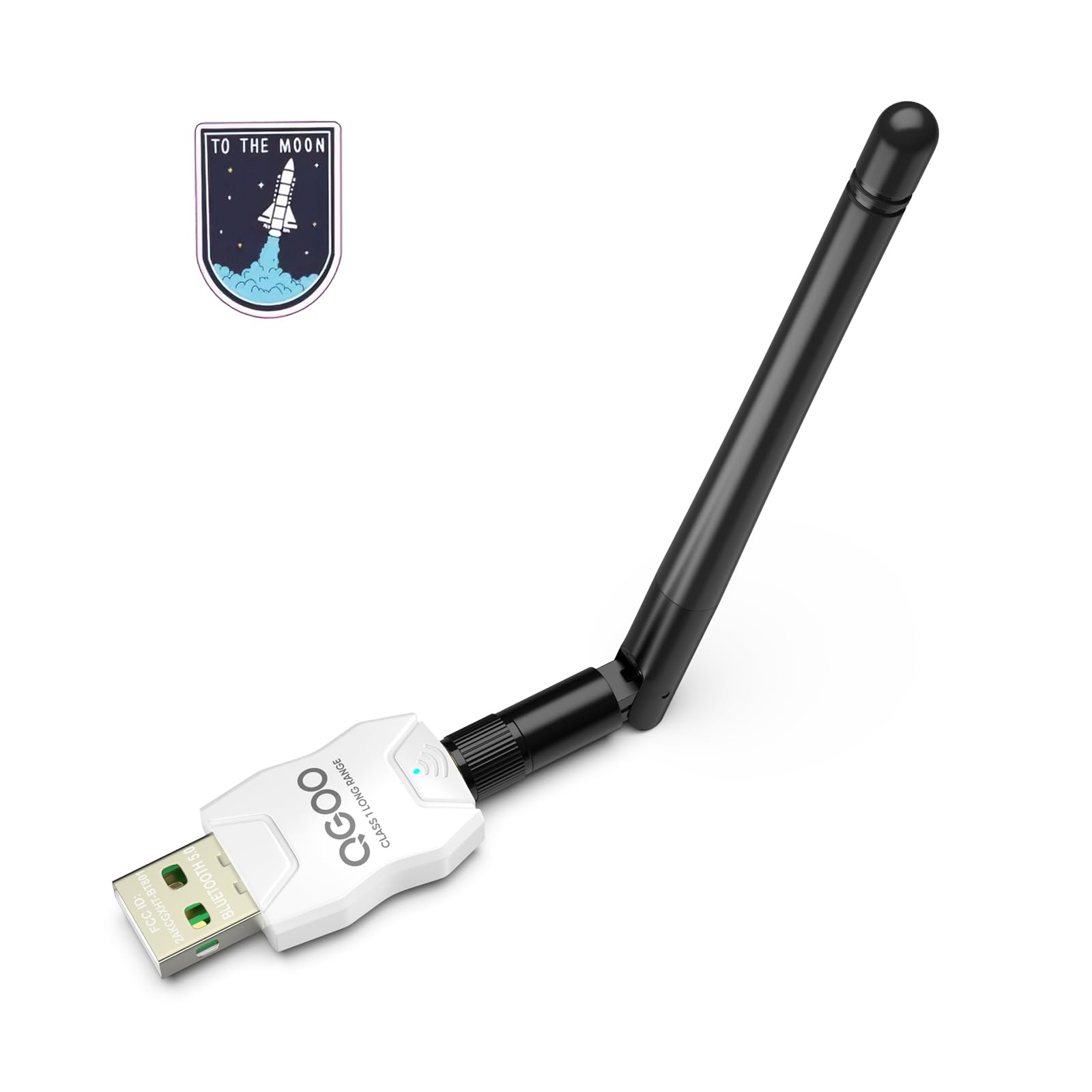 Class 1 Long Range Bluetooth Adapter for PC, QGOO USB Bluetooth Adapter for PC 5.3+EDR, Bluetooth Dongle Bluetooth Receiver Support Windows10/8.1/8/7?white-135?