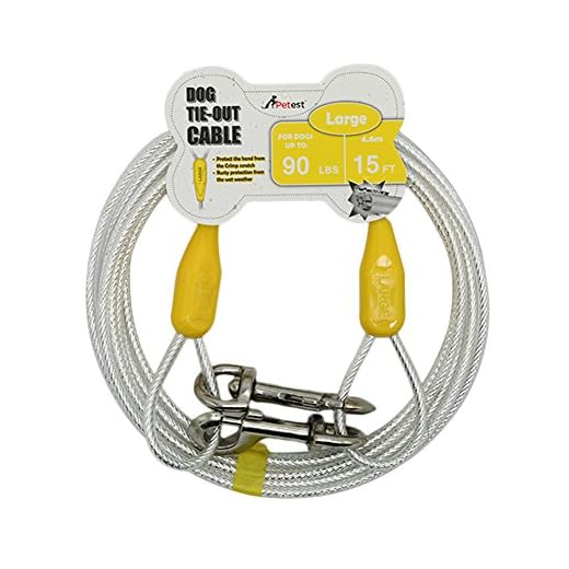 Petest 15ft Reflective Tie-Out Cable for Large Dogs Up to 90 Pounds
