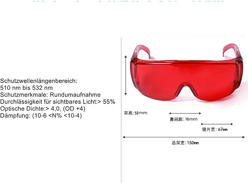 Miniatura 5 de 4 gafas y gafas de seguridad láser verde para protección de diodo láser de 532 nm