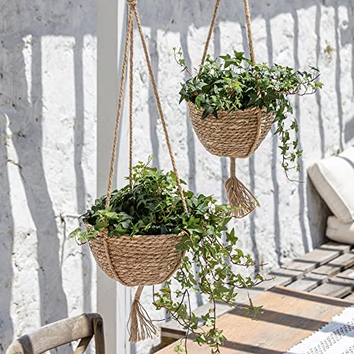 La Jolie Muse Natural Seagrass Hanging Planter Basket Set,Indoor Plant Pots thumb #2