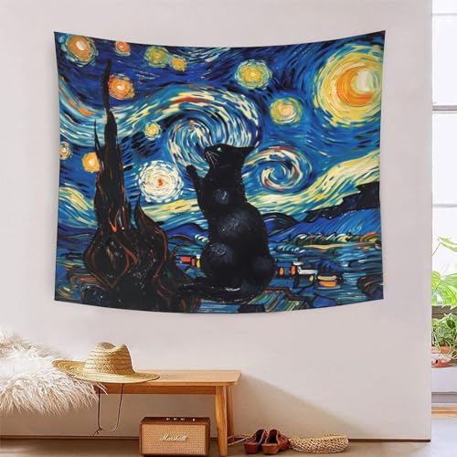 Tapisserie murale chat 3D déco murale tissu grand format 180x230