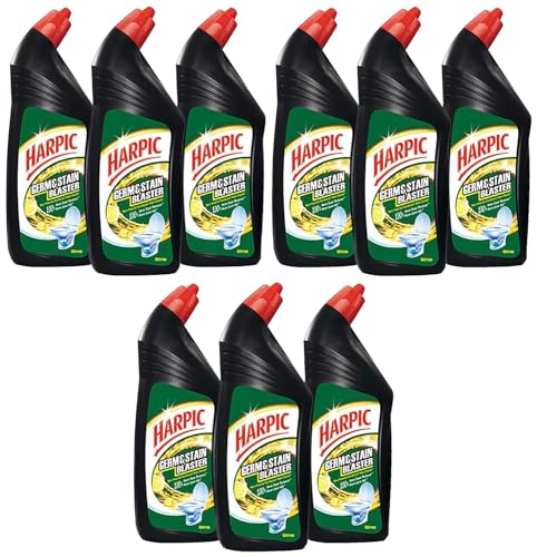 Image of Harpic Germ & Stain Blaster Disinfectant Toilet Cleaner Liquid, Citrus - 750 ml (Pack of 9) | Suitable for Toilet Bowls