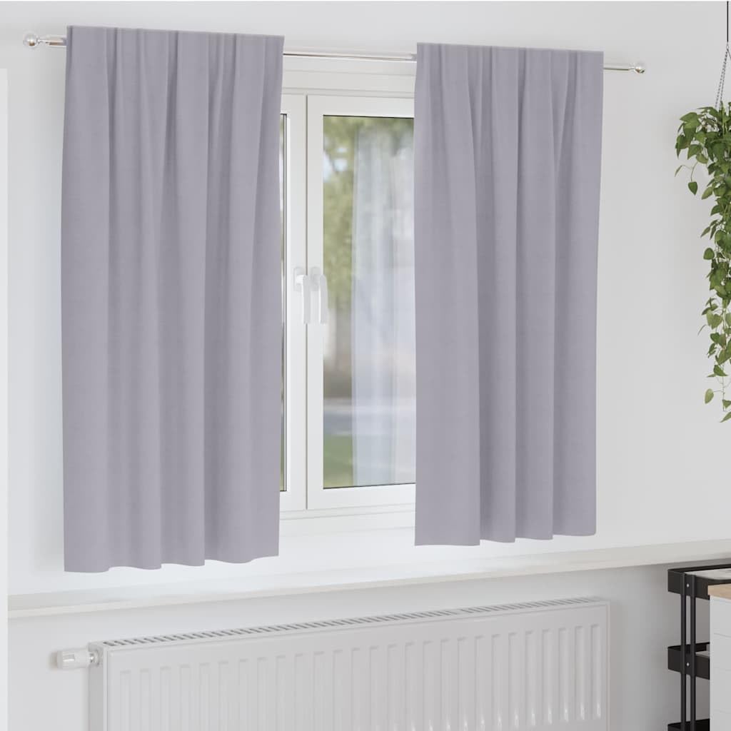 Verdunkelungs-Vorhänge mit Ringen Metallic Grau, Polyester 175x140 cm, 2 Stück, Blickdicht, Thermo, mit Ösen, für Schlafzimmer Wohnzimmer Kinderzimmer, effektiver Sicht- und Sonnenschutz