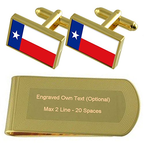 Collier argent gravé motif drapeau Texas et finitions gold-tone