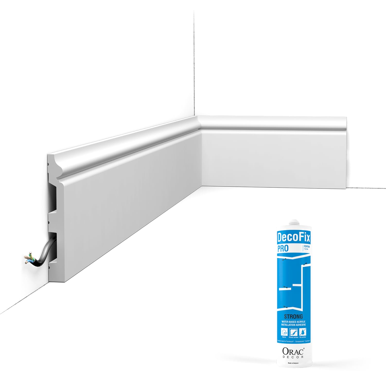 Pack 10 mètres Plinthes SX118 avec colle - Orac x Cimaises-et-plus - 14 x 1,8 x