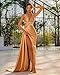 BRANCY ART Long V-Neck Bridesmaid Dresses Gold with Slit Formal Halter Prom Dress Sexy Satin Evening Party Dress for Women 10