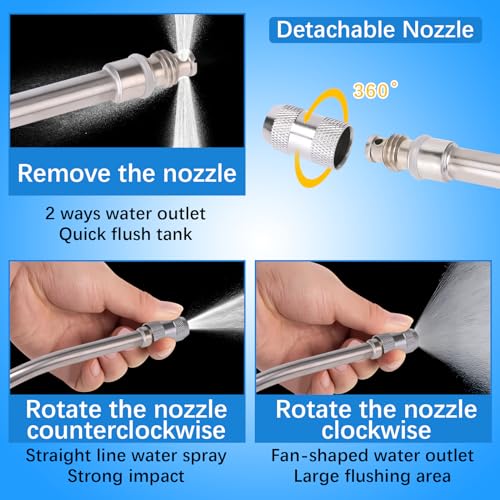 Image of RV Water Heater Tank Rinser, Metal Tube，Removes and Cleans Sediment and Scale from RV Water Tank，Extends the Life of RV Water Heater (Metal Flush Wand & 2Anode Rod Set)