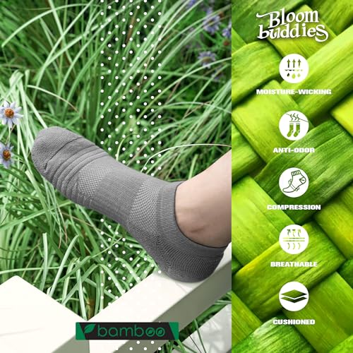 Bamboo Viscose 6 Pair Ankle Compression Socks Men Women Running Cushion Moisture Wicking Athletic No Show3