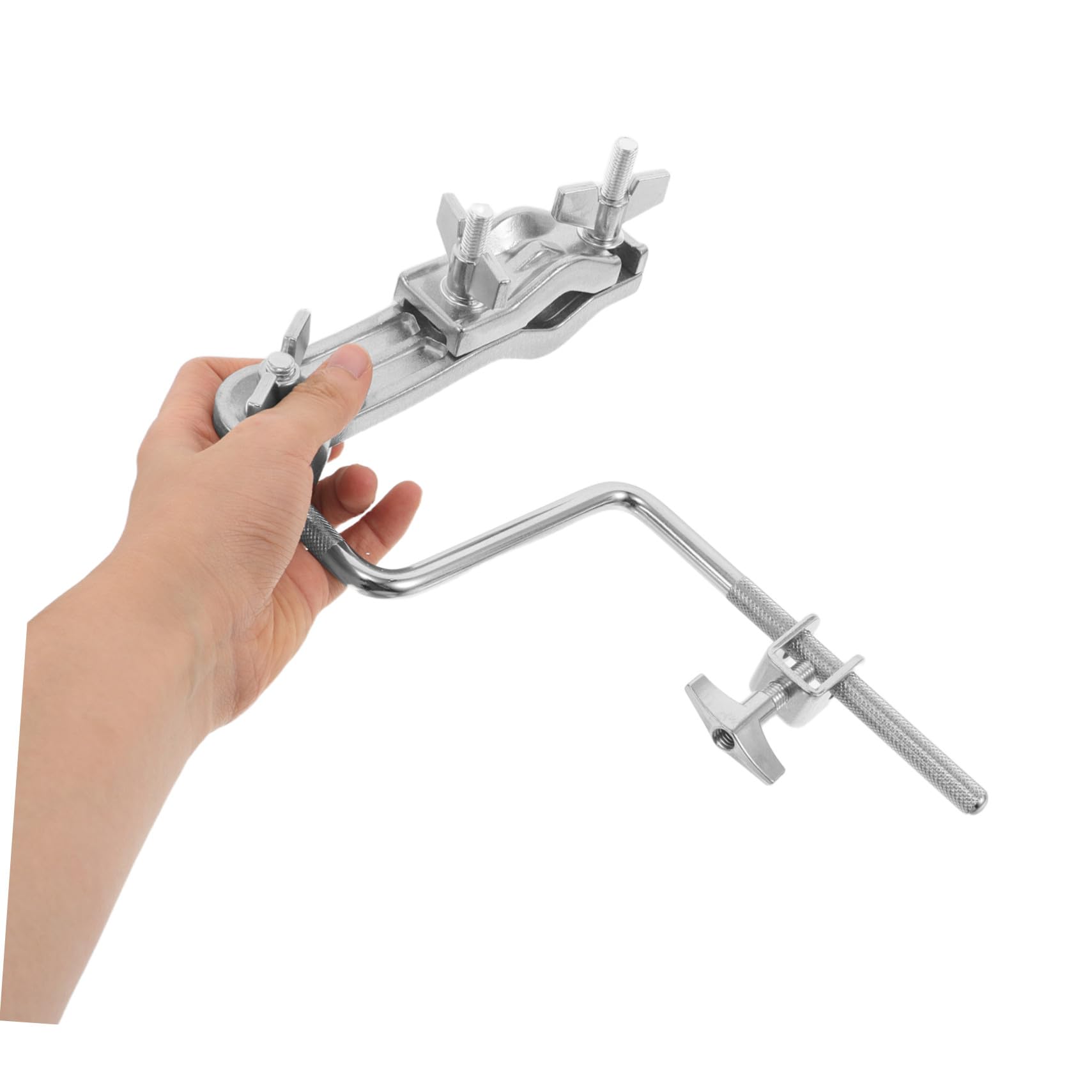 Beaupretty Soporte para Cowbell y Tamborín Ajustable con Brazo Z y Doble Varilla Abrazadera Metálica para Montaje Batería Accesorio Resistente para Percusión Escenario y Jazz