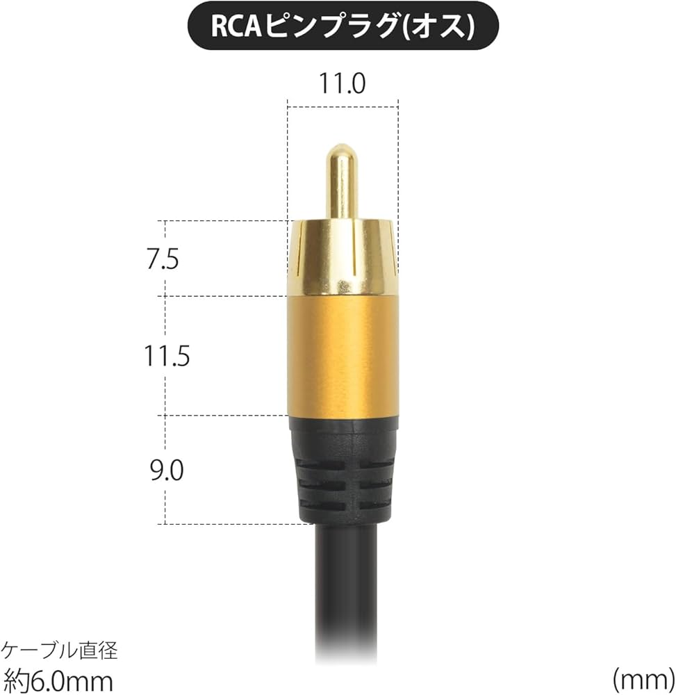 Amazon | ホーリック RCAサブウーファーケーブル 1m RCAオス-RCAオス