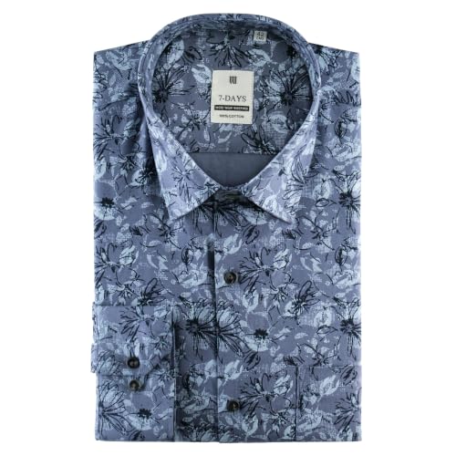 Image of 7-DAYS Men's Premium Printed Shirt - 100% Cotton, Regular Fit, Full Sleeve, with Pocket - Versatile for Formal Occasions and Casual Wear