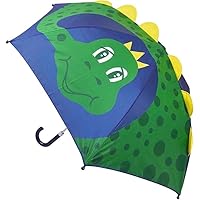 Inevitable Kids Dinosaur Umbrella, Blue and Green Design with Yellow Spikes, Children's Rain Protection