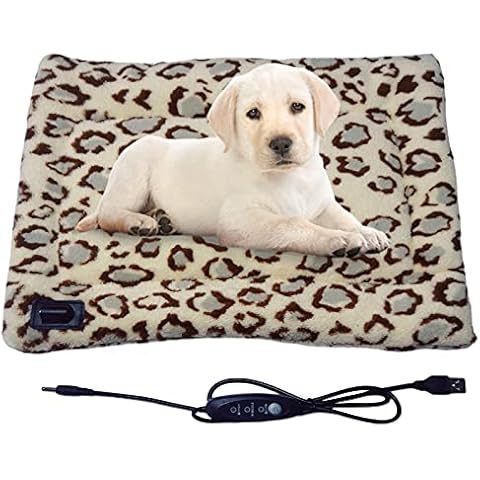 Pet Heating Pad, Dog Cat Bed Heating Pet Blanket, Safe USB Powered Electric Pet Heated Bed Mat, for Pets Cats Dogs Guinea Pigs, Washed, Temperature Adjustable (3 levels temperature adjustment,25X35cm) Cover