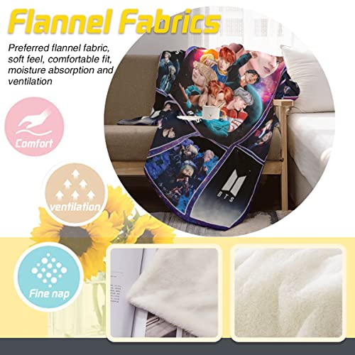 Kpop Blankets Soft Warm Blanket Ultra Cozy Plush Lightweight Galaxy-Background Throw Blankets Fans Gifts Merchandise Flannel Fuzzy For Sofa Bed Couch (Kpop 3D Print Blanket, 50" X 40") #TOP6