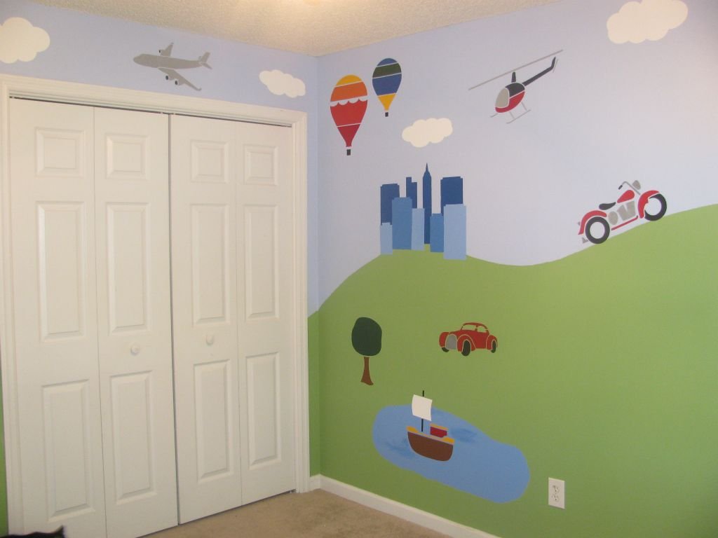 Airplane Stencil for Painting Airplanes in The Sky of a Boys Mural
