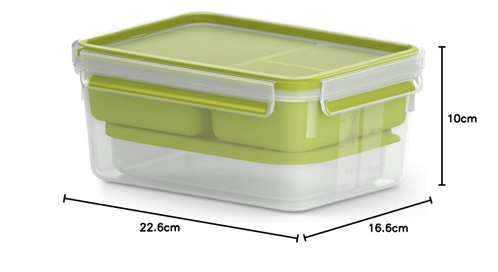 Emsa N10716 Clip & Go pudełko na lunch, 2,2 l, z 3 wkładkami, puszka i talerz, 100% szczelności