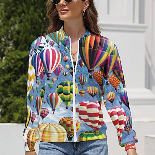 Amrandom Fall Jacket Thin Hoodies For Women Sweater (Hot Air Balloon Sky Cartoon Print) Lightweight Long Sleeve Sweat Shirts Essential Hoodie Girls Pullover Tops #TOP3