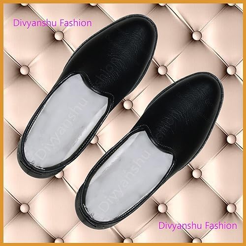 Divyanshu Fashion Men's Ethnic Embroidery Juttis and Mojari for Wedding|Party|Occasions|Fashion|Outdoor|Indoor|Lightweight|Shoes with TPR Sole (6-13 UK) Black-660
