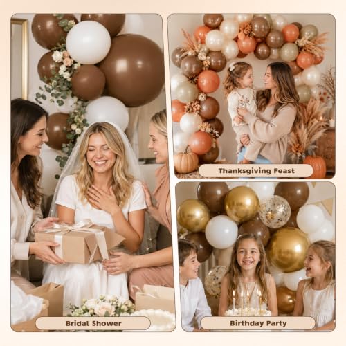 Image of Brown Balloons, 12 Inch Dark Coffee Neutral Latex Party Balloon 30 Pack | For Bear Baby Shower, Boho Birthday, Wedding, Western Party, Woodland Decor Neutral Balloon Arch Garlands.