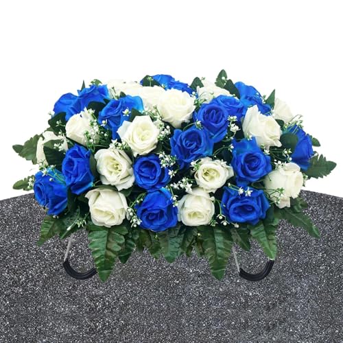Grave Flower Saddle - UV-Resistant Artificial Rose Outdoor Grave Decor - Tombstone Saddle Flower Arrangements - for Mother's Day Father's Day Outdoor Display image 8